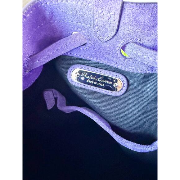 Ralph Lauren Ricky Suede Drawstring Bucket Bag Lavender Purple - Picture 16 of 16